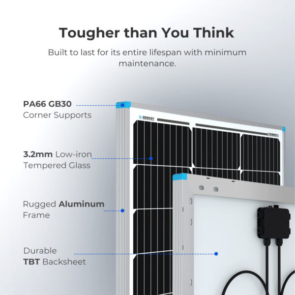 Renogy 100 watt solar panel with specs